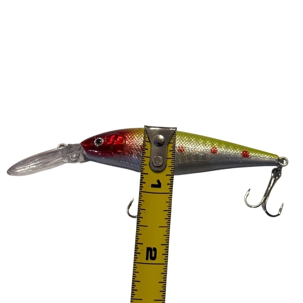 Red Head Chartreuse Silver Deep Diving Crankbait Fishing Lure 3.5 Inch